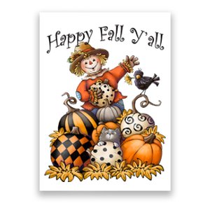 Scarecrow Happy Fall Y'all Pumpkin Thanksgiving Halloween Poster