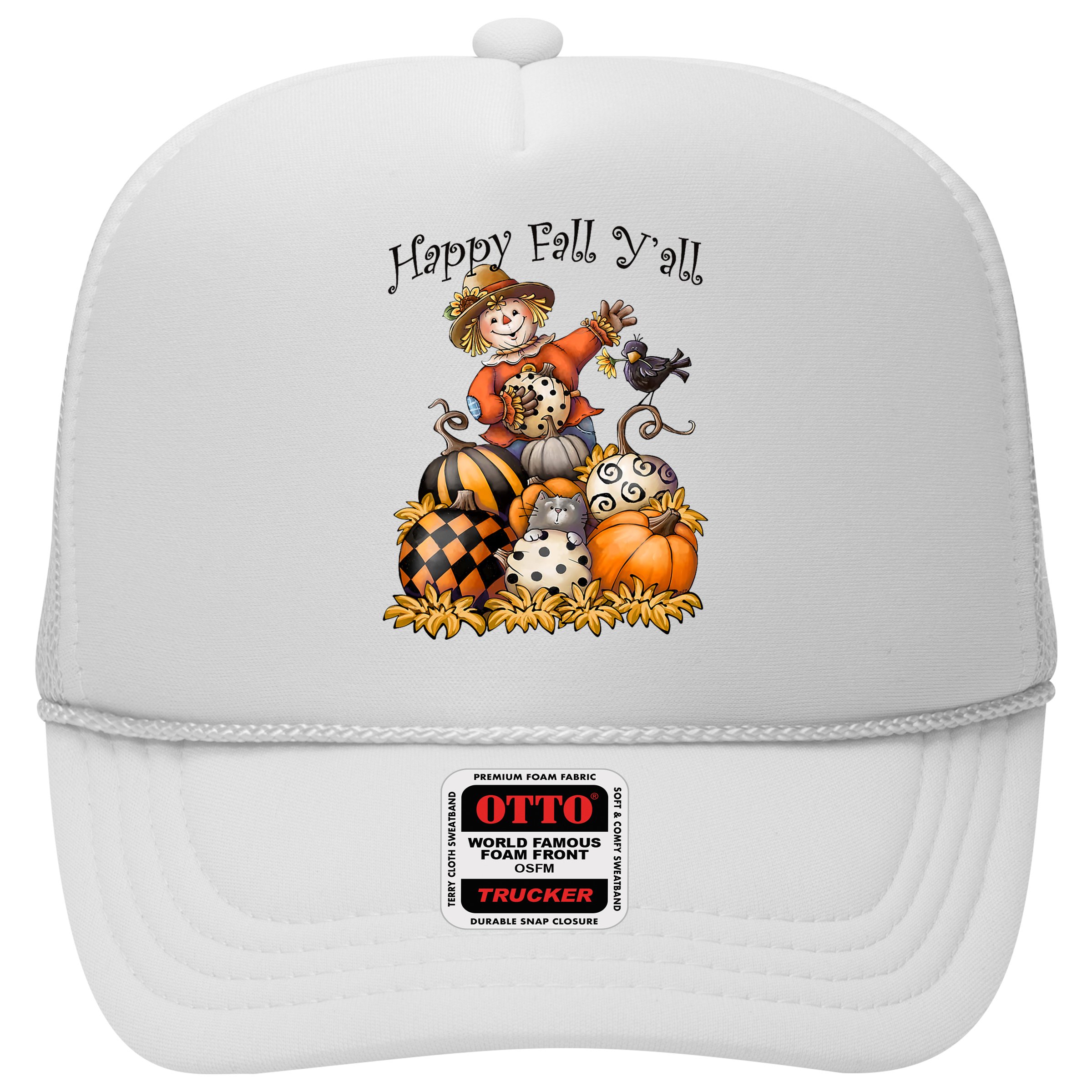 Scarecrow Happy Fall Y'all Pumpkin Thanksgiving Halloween Hat