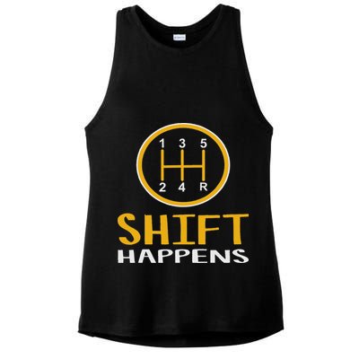 Shift Happens Funny Car Lovers Gift Car Pun Ladies PosiCharge Tri-Blend Wicking Tank