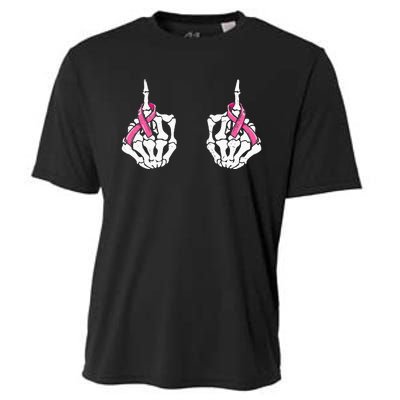 Skeleton Hand Fuck Cancer Pink Funny Breast Cancer Awareness Cooling Performance Crew T-Shirt