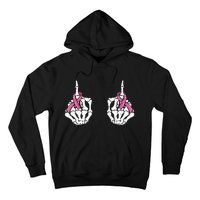 Skeleton Hand Fuck Cancer Pink Funny Breast Cancer Awareness Hoodie