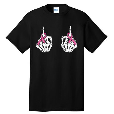 Skeleton Hand Fuck Cancer Pink Funny Breast Cancer Awareness Tall T-Shirt