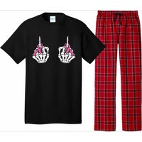 Skeleton Hand Fuck Cancer Pink Funny Breast Cancer Awareness Pajama Set