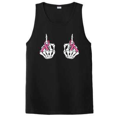 Skeleton Hand Fuck Cancer Pink Funny Breast Cancer Awareness PosiCharge Competitor Tank