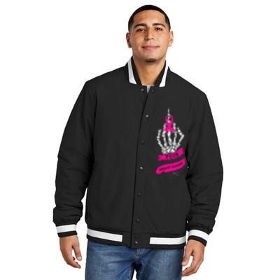 Skeleton Hand Fuck Pink Funny Breast Cancer Awareness Gifts Insulated Varsity Jacket