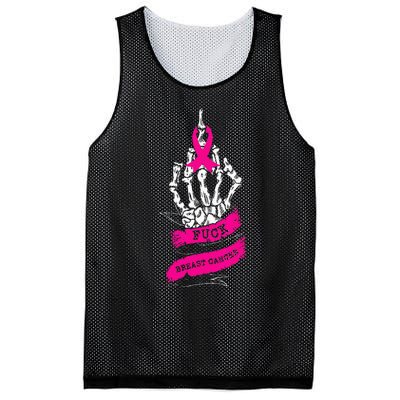 Skeleton Hand Fuck Pink Funny Breast Cancer Awareness Gifts Mesh Reversible Basketball Jersey Tank