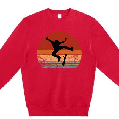 Skaters Having Fun Retro Sunset Skateboard Premium Crewneck Sweatshirt