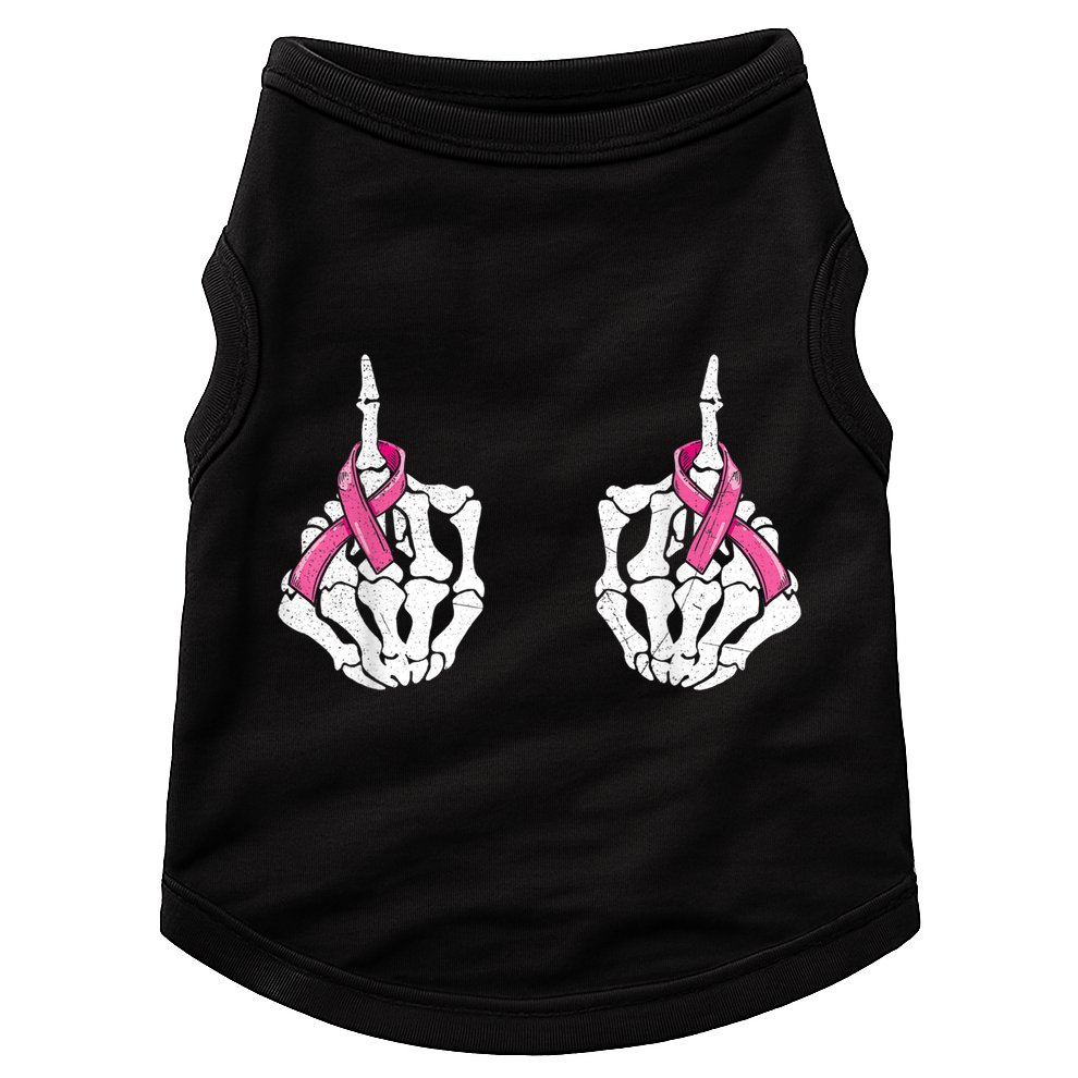 Skeleton Hand Fuck Cancer Pink Funny Breast Cancer Awareness  Doggie Tank