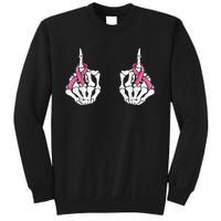 Skeleton Hand Fuck Cancer Pink Funny Breast Cancer Awareness  Sweatshirt