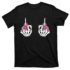 Skeleton Hand Fuck Cancer Pink Funny Breast Cancer Awareness  T-Shirt