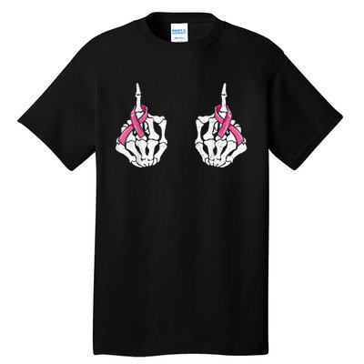 Skeleton Hand Fuck Cancer Pink Funny Breast Cancer Awareness  Tall T-Shirt