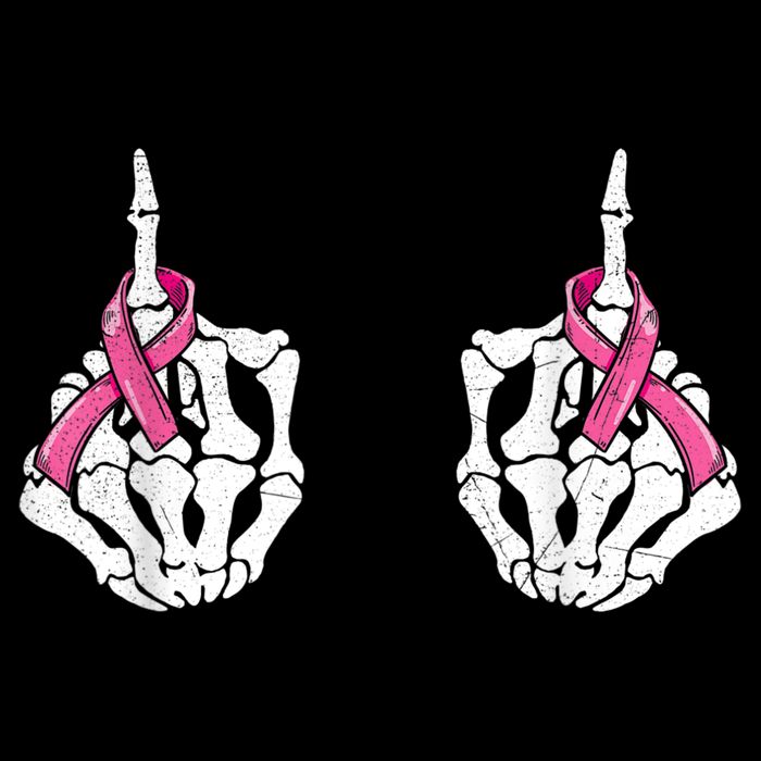 Skeleton Hand Fuck Cancer Pink Funny Breast Cancer Awareness  Drawstring Bag