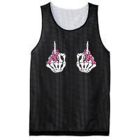 Skeleton Hand Fuck Cancer Pink Funny Breast Cancer Awareness  Mesh Reversible Basketball Jersey Tank