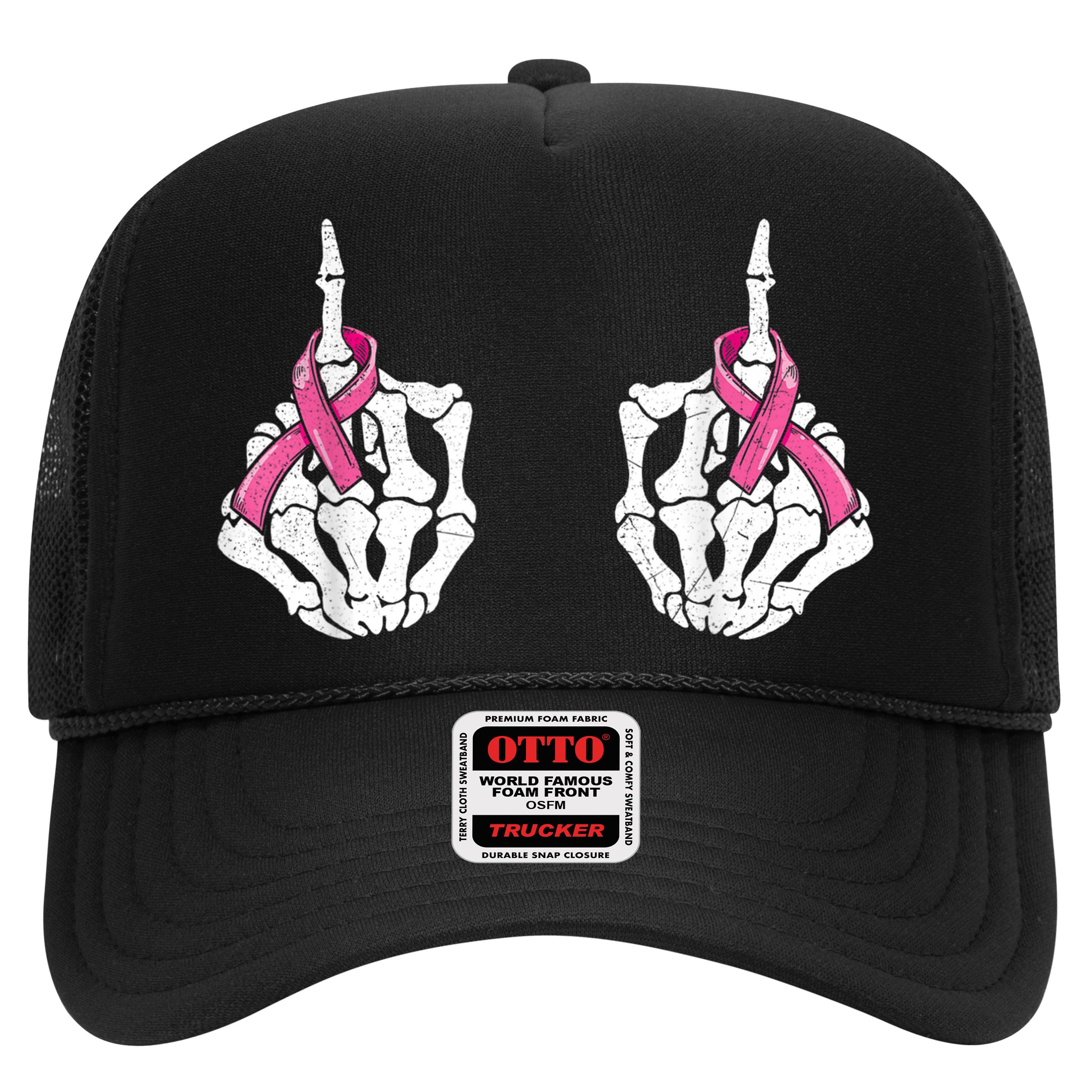 Skeleton Hand Fuck Cancer Pink Funny Breast Cancer Awareness  Hat