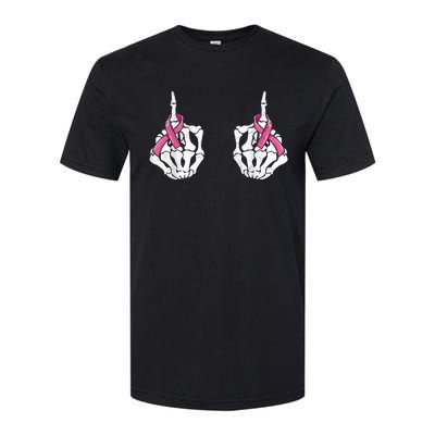 Skeleton Hand Fuck Cancer Pink Funny Breast Cancer Awareness  Softstyle® CVC T-Shirt