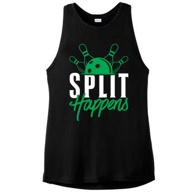 Split Happens Funny Bowling Team Bowler Pin Humor Gift Ladies PosiCharge Tri-Blend Wicking Tank