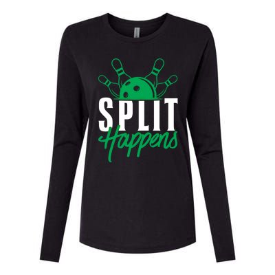 Split Happens Funny Bowling Team Bowler Pin Humor Gift Womens Cotton Relaxed Long Sleeve T-Shirt