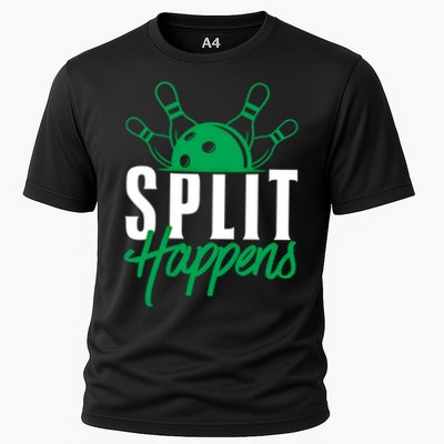 Split Happens Funny Bowling Team Bowler Pin Humor Gift Performance Shirt