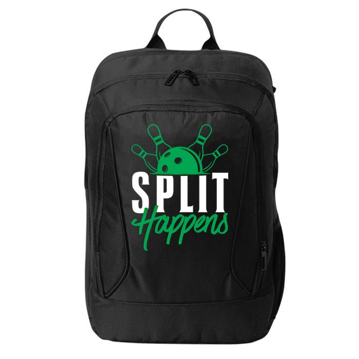 Split Happens Funny Bowling Team Bowler Pin Humor Gift City Backpack