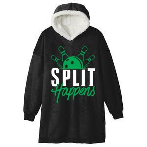 Split Happens Funny Bowling Team Bowler Pin Humor Gift Hooded Wearable Blanket