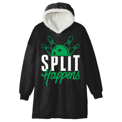 Split Happens Funny Bowling Team Bowler Pin Humor Gift Hooded Wearable Blanket
