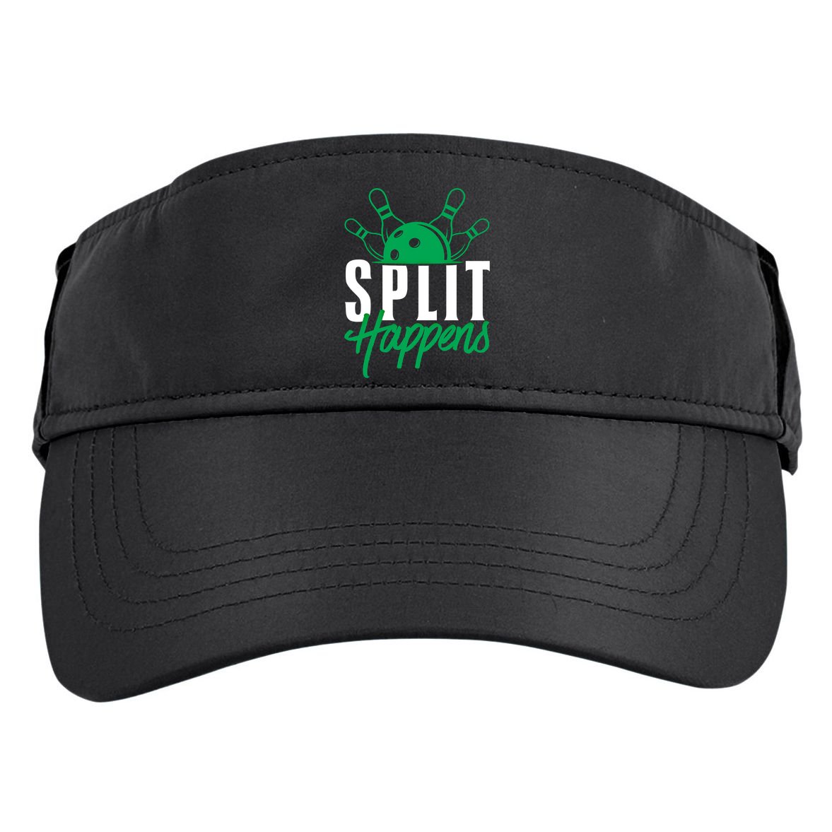 Split Happens Funny Bowling Team Bowler Pin Humor Gift Adult Drive Performance Visor