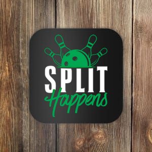 Split Happens Funny Bowling Team Bowler Pin Humor Gift Coaster