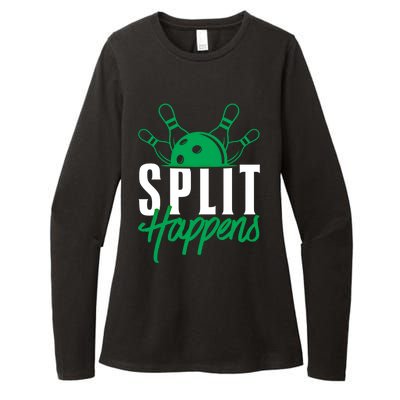 Split Happens Funny Bowling Team Bowler Pin Humor Gift Womens CVC Long Sleeve Shirt