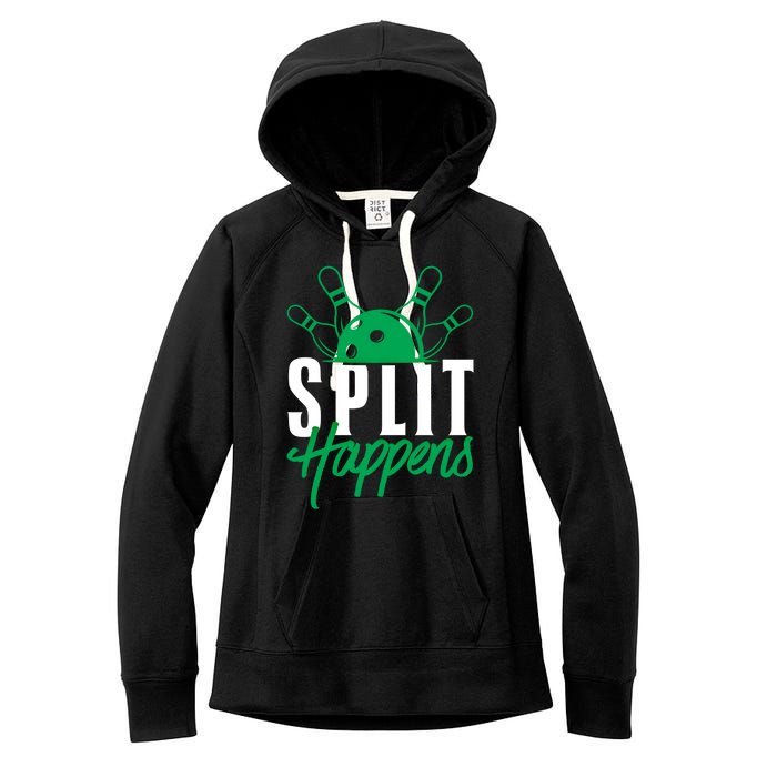 Split Happens Funny Bowling Team Bowler Pin Humor Gift Women's Fleece Hoodie