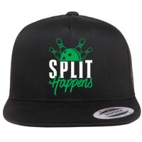 Split Happens Funny Bowling Team Bowler Pin Humor Gift Flatbill Hat