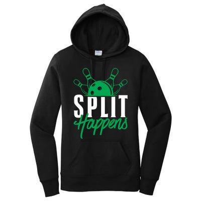 Split Happens Funny Bowling Team Bowler Pin Humor Gift Women's Pullover Hoodie