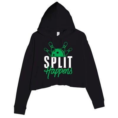 Split Happens Funny Bowling Team Bowler Pin Humor Gift Crop Fleece Hoodie