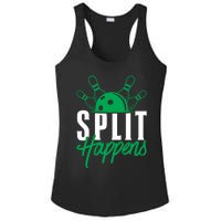 Split Happens Funny Bowling Team Bowler Pin Humor Gift Ladies PosiCharge Competitor Racerback Tank