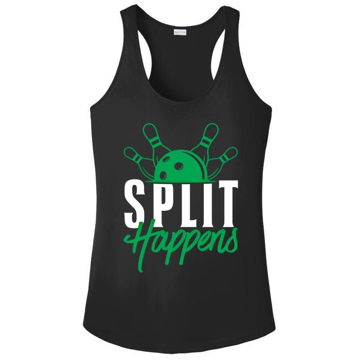 Split Happens Funny Bowling Team Bowler Pin Humor Gift Ladies PosiCharge Competitor Racerback Tank