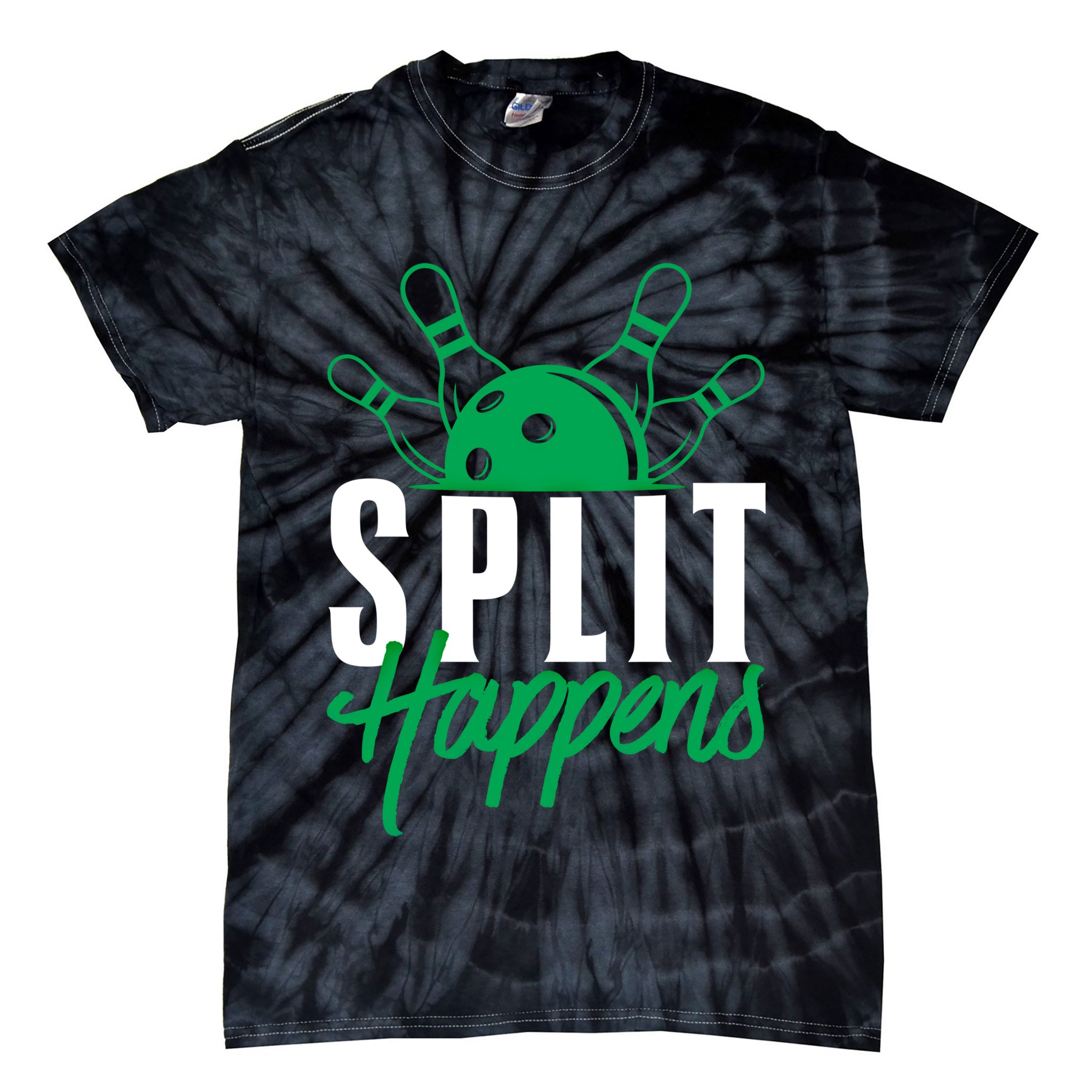 Split Happens Funny Bowling Team Bowler Pin Humor Gift Tie-Dye T-Shirt