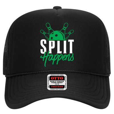 Split Happens Funny Bowling Team Bowler Pin Humor Gift Trucker Hat