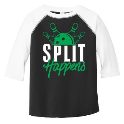 Split Happens Funny Bowling Team Bowler Pin Humor Gift Toddler Fine Jersey T-Shirt