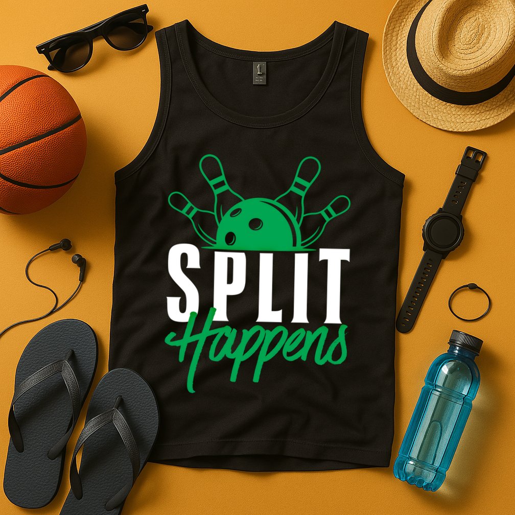Split Happens Funny Bowling Team Bowler Pin Humor Gift Tank Top