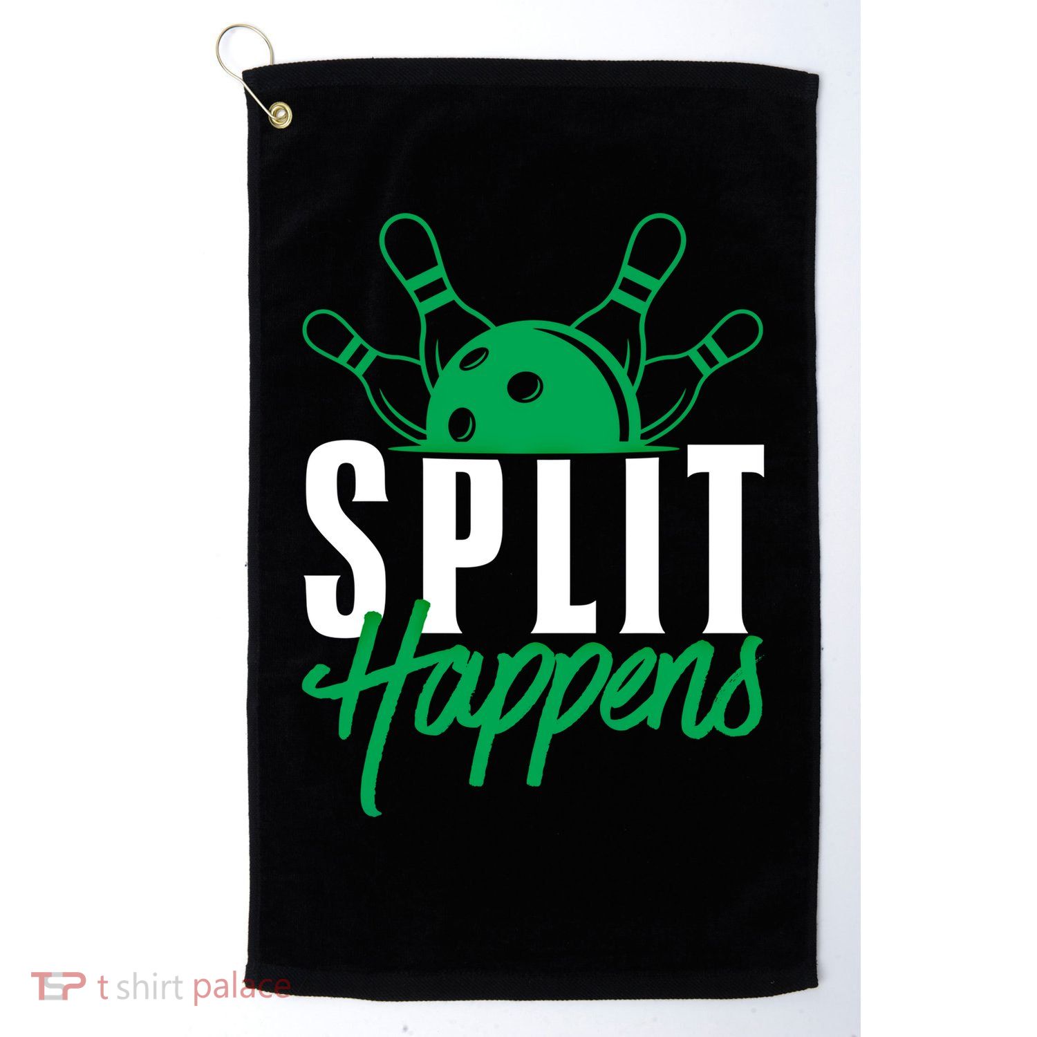 Split Happens Funny Bowling Team Bowler Pin Humor Gift Golf Towel