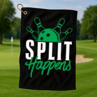 Split Happens Funny Bowling Team Bowler Pin Humor Gift Golf Towel