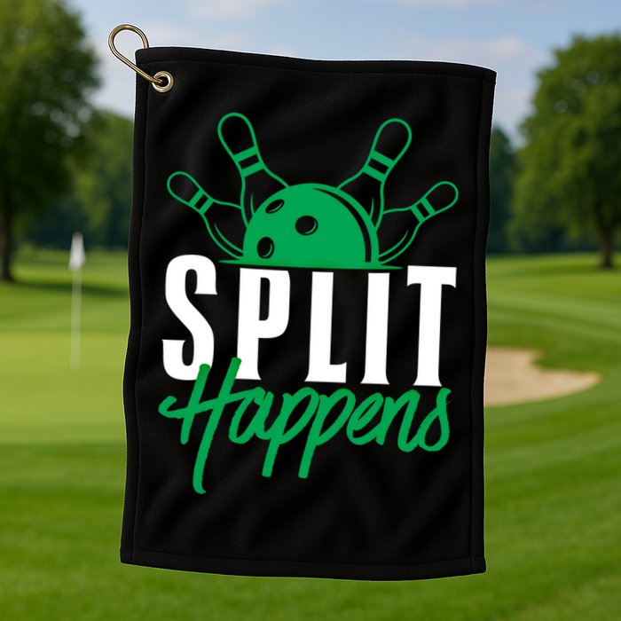 Split Happens Funny Bowling Team Bowler Pin Humor Gift Golf Towel