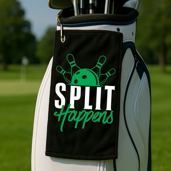 Split Happens Funny Bowling Team Bowler Pin Humor Gift Golf Towel