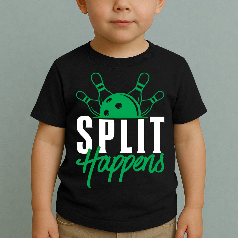 Split Happens Funny Bowling Team Bowler Pin Humor Gift Toddler T-Shirt