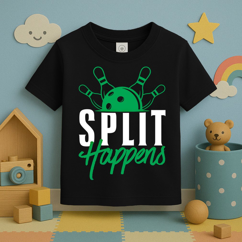 Split Happens Funny Bowling Team Bowler Pin Humor Gift Toddler T-Shirt