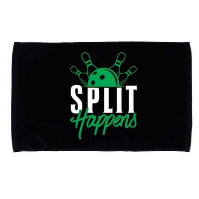 Split Happens Funny Bowling Team Bowler Pin Humor Gift Microfiber Hand Towel