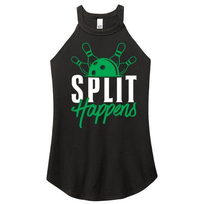 Split Happens Funny Bowling Team Bowler Pin Humor Gift Women's Perfect Tri Rocker Tank