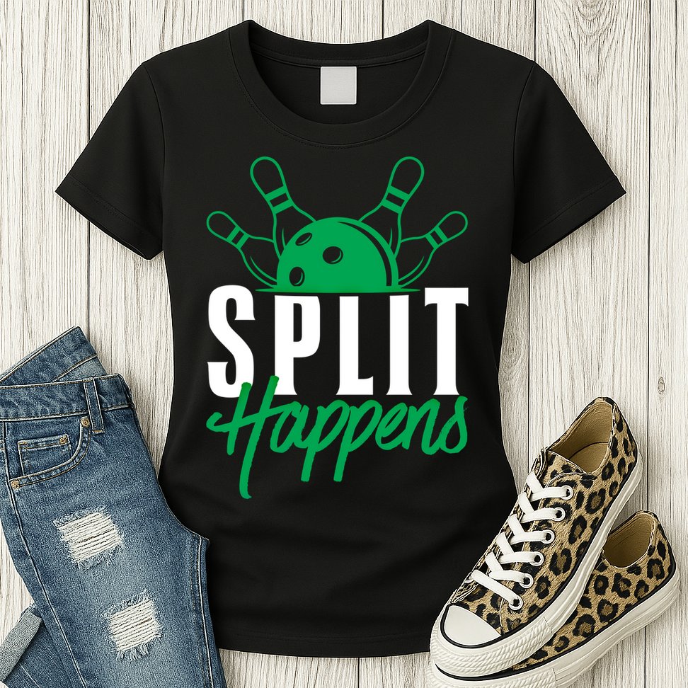 Split Happens Funny Bowling Team Bowler Pin Humor Gift Womens T-Shirt