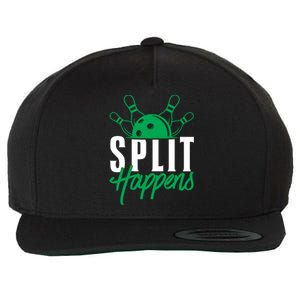 Split Happens Funny Bowling Team Bowler Pin Humor Gift Wool Snapback Cap