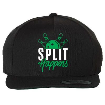 Split Happens Funny Bowling Team Bowler Pin Humor Gift Wool Snapback Cap