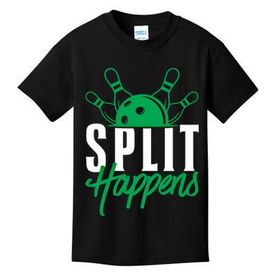 Split Happens Funny Bowling Team Bowler Pin Humor Gift Kids T-Shirt